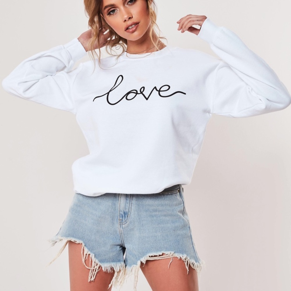 White Sweatshirt with Love logo from Missguided